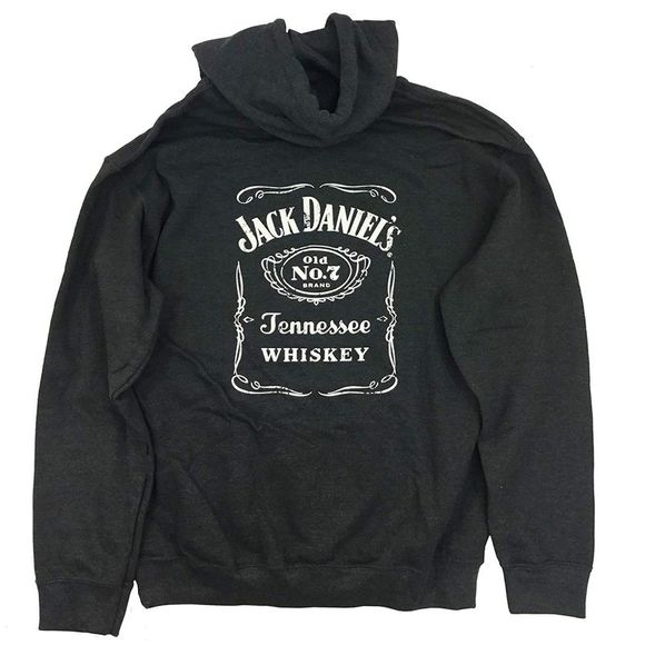Jack Daniels Label Pullover Hoodie, Grey - Picture 2 of 2
